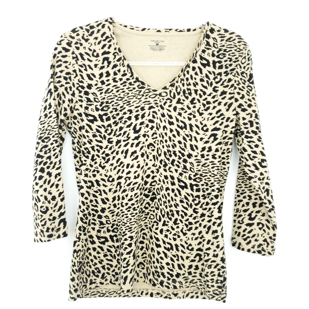 Jones NY Leopard V-neck Top Blouse
